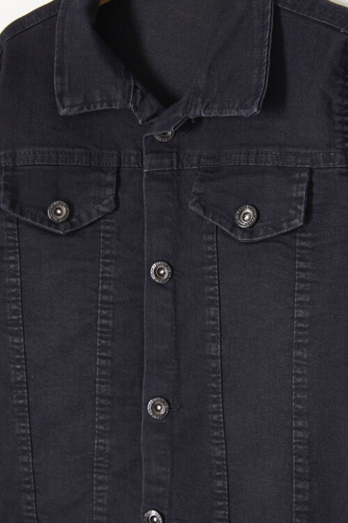 Sıyah Düğmeli Erkek Çocuk Jean Ceket 16774
