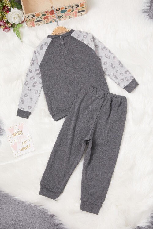 Füme Kalp Baskılı Kız Bebek Takımı 17001