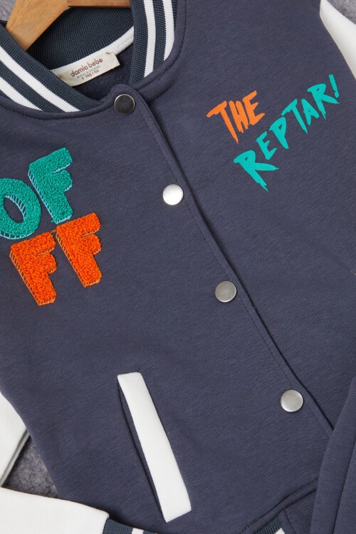 Füme Sırtı Baskılı Şardonlu Erkek Çocuk Kolej Eşofman Takımı 17097