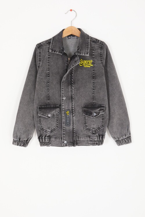 Füme Superior Yazılı Erkek Çocuk Jean Ceket 16818