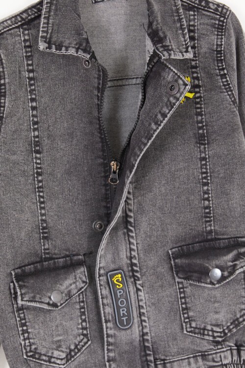 Füme Superior Yazılı Erkek Çocuk Jean Ceket 16818