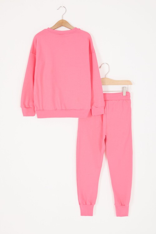 Fuşya Yazı Baskılı Şardonlu Kız Çocuk Eşofman Takımı 16931