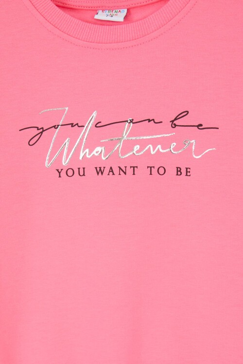 Fuşya Yazı Baskılı Şardonlu Kız Çocuk Eşofman Takımı 16931