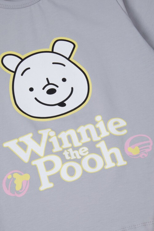 Gri Ayıcık Baskılı Yazılı Kız Çocuk Pijama Takımı 16925