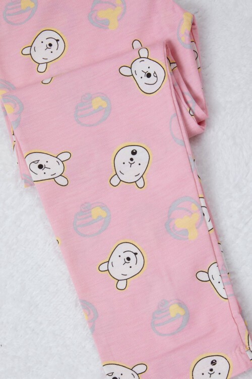 Gri Ayıcık Baskılı Yazılı Kız Çocuk Pijama Takımı 16925