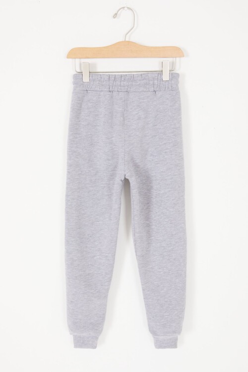 Gri Beli Lastikli Fermuarlı Cep Erkek Çocuk Şardonlu Eşofman Altı 17062