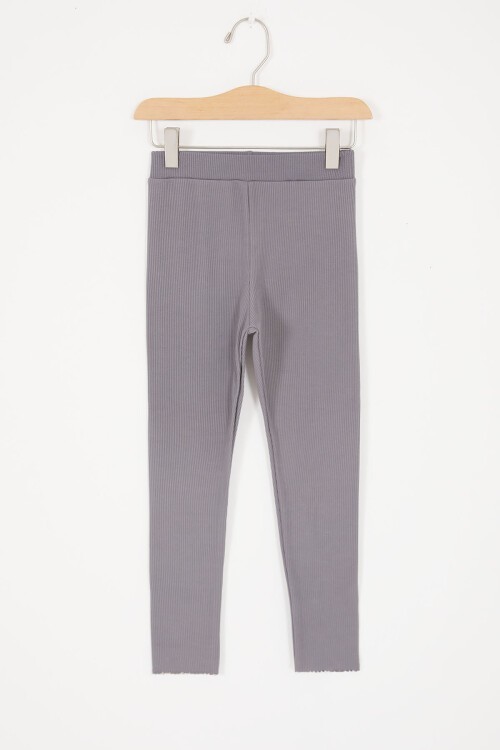 Gri Çiçek Nakışlı Fitilli Kız Çocuk Tayt 16990