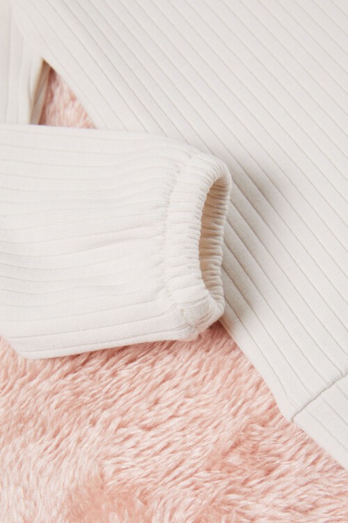 Gri Dantel Yakalı Fitilli Kız Bebek Takım 17153