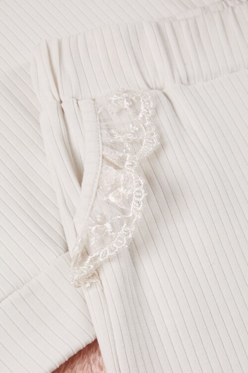 Gri Dantel Yakalı Fitilli Kız Bebek Takım 17153