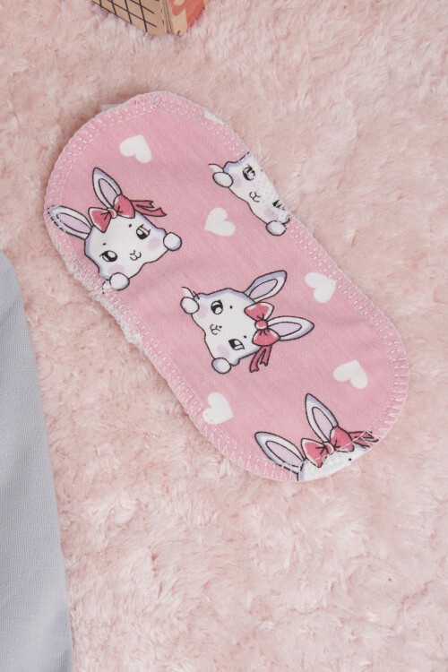 Gri Fiyonklu Kedili Kız Çocuk Pijama Takımı 16336