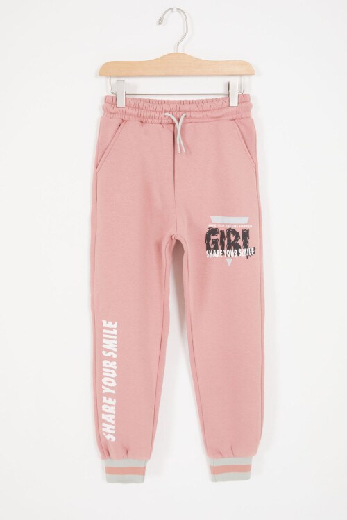 Gri Girl Yazı Baskılı Kapüşonlu Şardonlu Kolej Eşofman Takım 17070