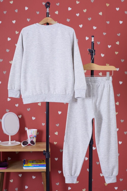 Gri Gökkuşağı Baskılı Şardonlu Kız Çocuk Eşofman Takımı 17346