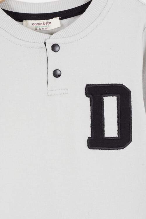 Gri Harf Nakışlı Çıtçıtlı Erkek Bebek Şardonlu Eşofman Takımı 16794