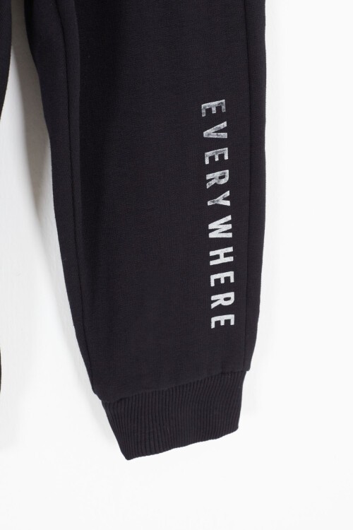 Gri Harf Nakışlı Çıtçıtlı Erkek Bebek Şardonlu Eşofman Takımı 16794