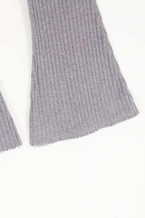 Gri İspanyol Paça Fitilli Cepli Kız Çocuk Tayt  16997