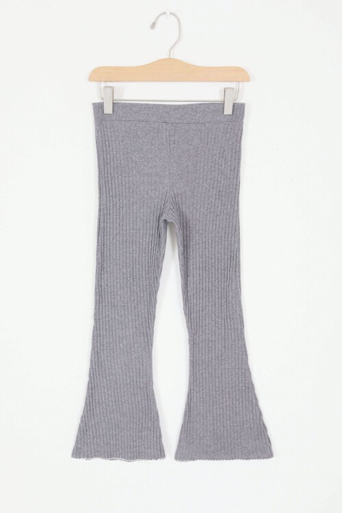 Gri İspanyol Paça Fitilli Cepli Kız Çocuk Tayt  16997