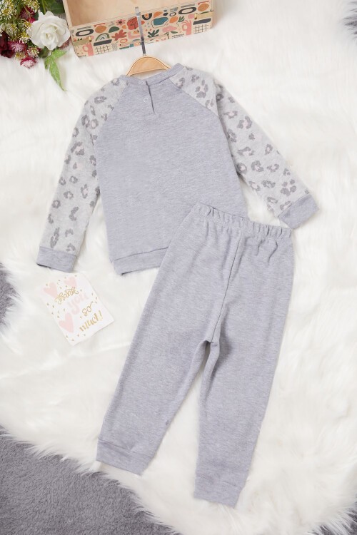 Gri Kalp Baskılı Kız Bebek Takımı 16999