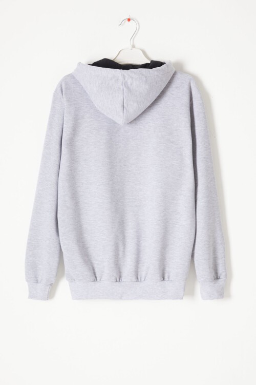 Gri Kanguru Cepli Kapüşonlu Unisex Çocuk Sweatshirt 16782