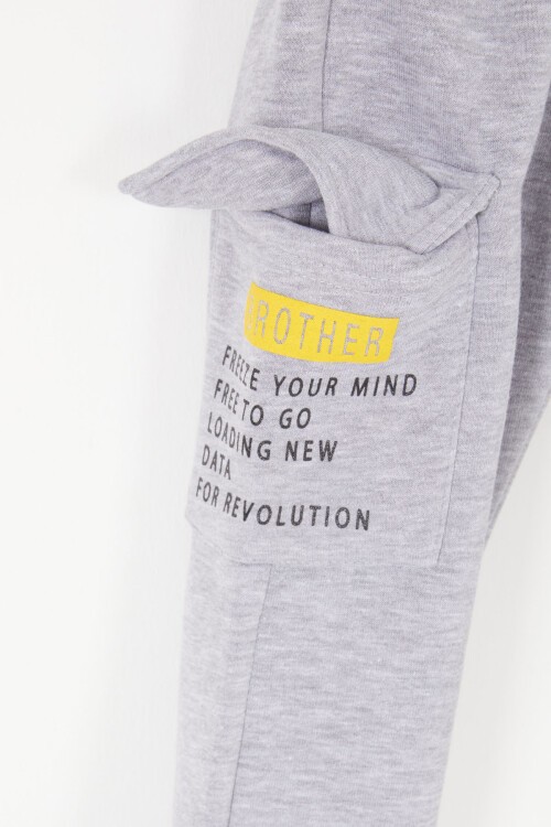 Gri Komando Cepli Erkek Çocuk Şardonlu Eşofman Altı 17056