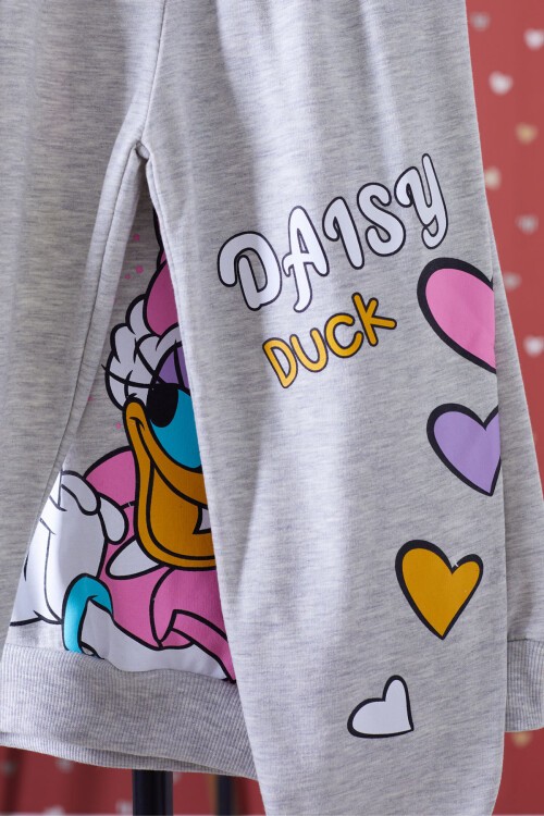 Gri Ördek Baskılı Şardonlu Kız Çocuk Eşofman Takımı 17350