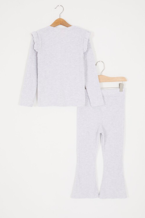 Gri Peluş Ayıcıklı Fırfırlı Kız Çocuk Takım 16954