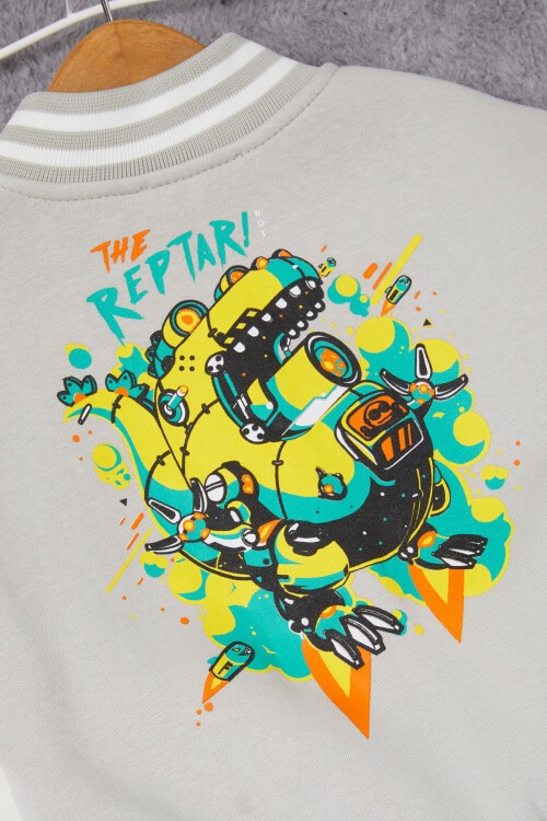 Gri Sırtı Baskılı Şardonlu Erkek Çocuk Kolej Eşofman Takımı 17098