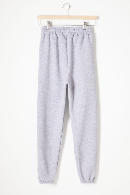 Gri Üç İplik Şardonlu Beli Lastikli Çocuk Eşofman Altı 16761