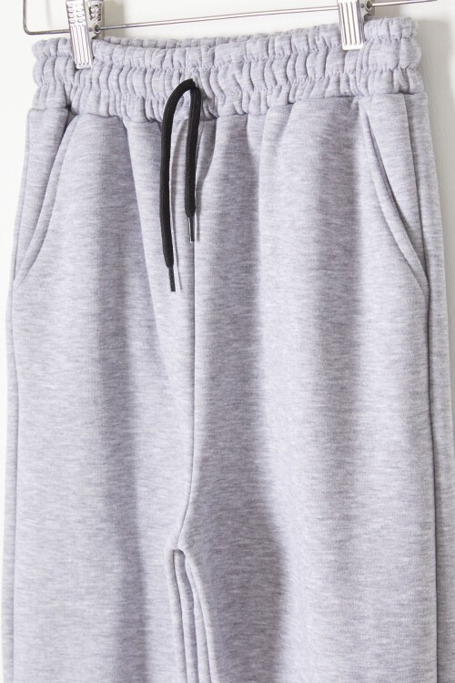 Gri Üç İplik Şardonlu Beli Lastikli Çocuk Eşofman Altı 16761