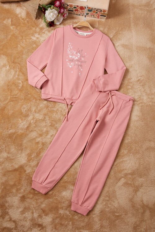 Gül Kurusu Adventure Yazılı Kız Eşofman Takımı 16691