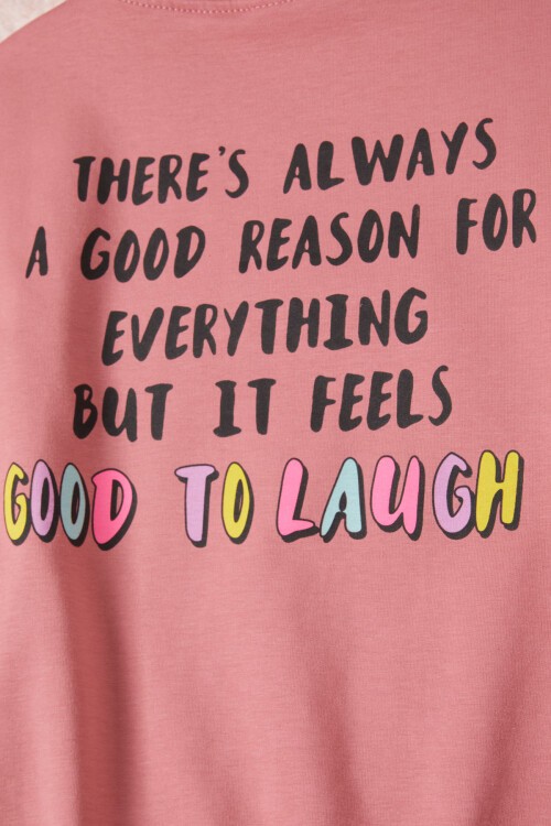 Gül Kurusu Gülen Yüz Sırtı Baskılı Kız Çocuk Sweatshirt 16703