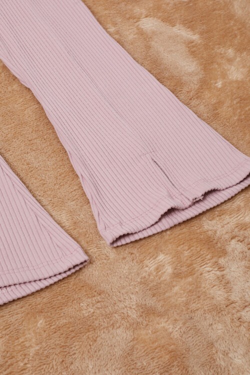 Gül Kurusu Yırtmaçlı Önü Fırfırlı Kız Çocuk Takım 17184