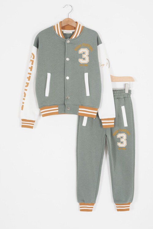 Haki Champions Yazılı Kolej Ceketli Erkek Çocuk Takım 16727