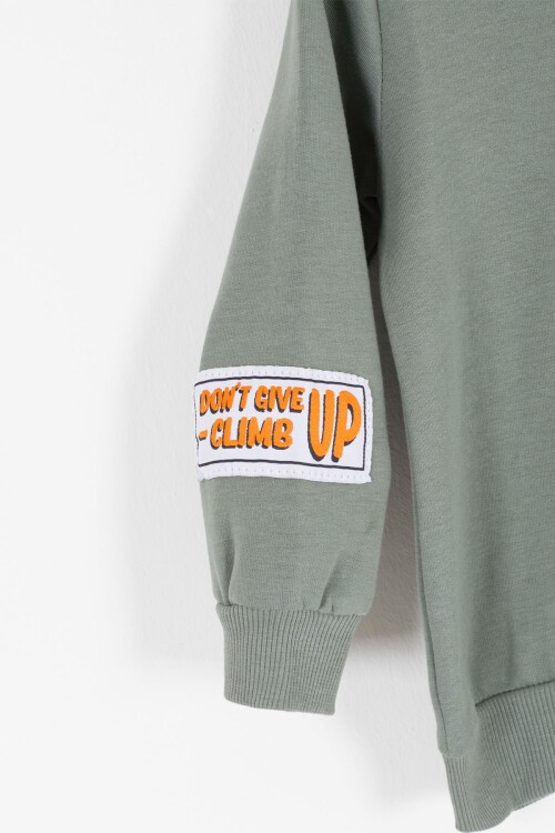 Haki Harf Nakışlı Çıtçıtlı Erkek Bebek Şardonlu Eşofman Takımı 16795