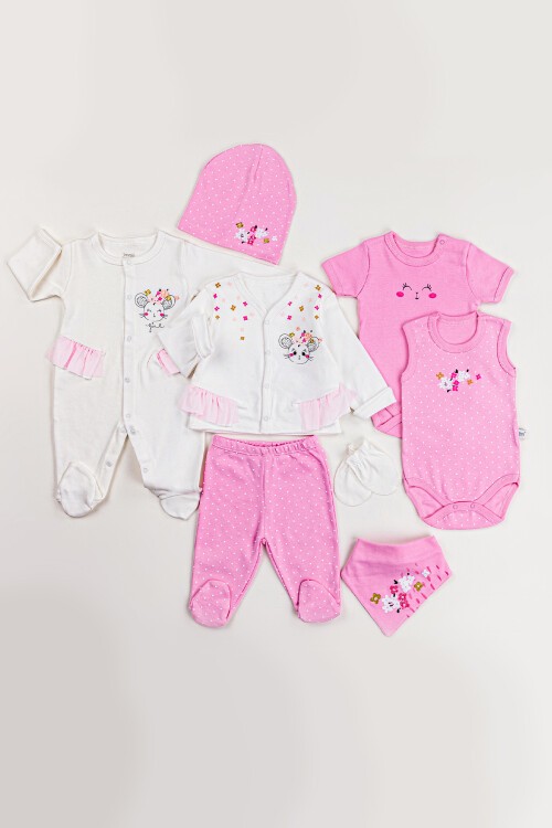 Happy Mause Motifli 8li Bebek Hastane Çıkışı Seti 16919