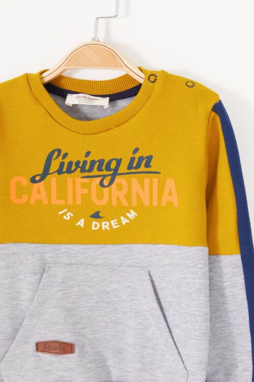 Hardal California Baskılı Şardonlu Erkek Bebek Eşofman Takımı 16831