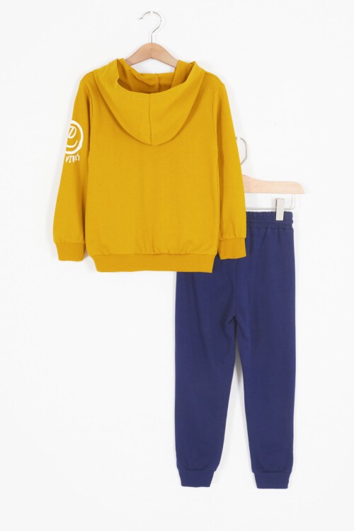 Hardal Good Vibes Yazılı Kapüşonlu Erkek Çocuk Eşofman Takımı 16790
