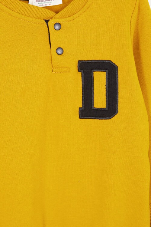 Hardal Harf Nakışlı Çıtçıtlı Erkek Bebek Şardonlu Eşofman Takımı 16796