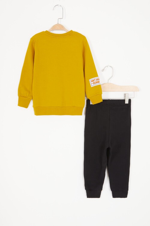 Hardal Harf Nakışlı Çıtçıtlı Erkek Bebek Şardonlu Eşofman Takımı 16796