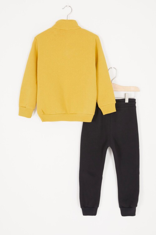 Hardal Kanguru Cepli Fermuar Yakalı Erkek Çocuk Şardonlu Eşofman Takımı 16970