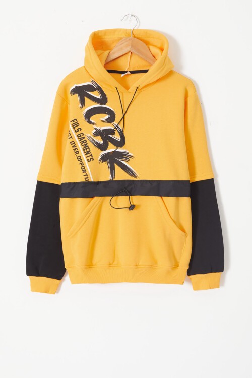 Hardal Yazılı Şardonlu Erkek Çocuk Kapüşonlu Sweatshirt 17249