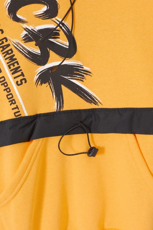 Hardal Yazılı Şardonlu Erkek Çocuk Kapüşonlu Sweatshirt 17249