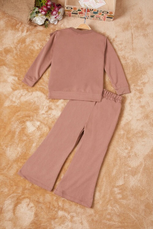 Kahverengi Önü Güpürlü İspanyol Paça Kız Çocuk Takım 16533