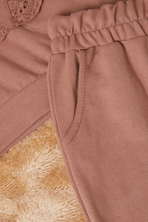 Kahverengi Önü Güpürlü İspanyol Paça Kız Çocuk Takım 16533