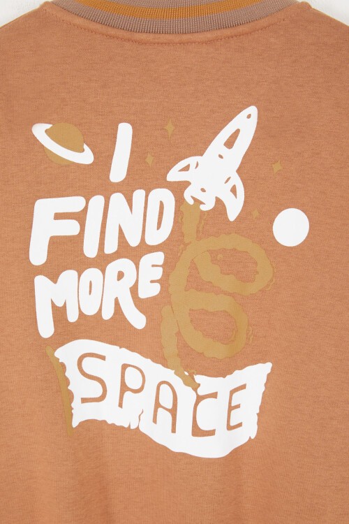 Kahverengi Uzay Temalı Şardonlu Erkek Çocuk Kolej Eşofman Takımı 17075