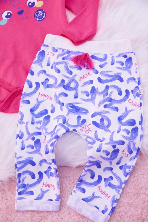 Kedi Baskılı Payetli Çıtçıtlı Badili Kız Bebek Takım 17139