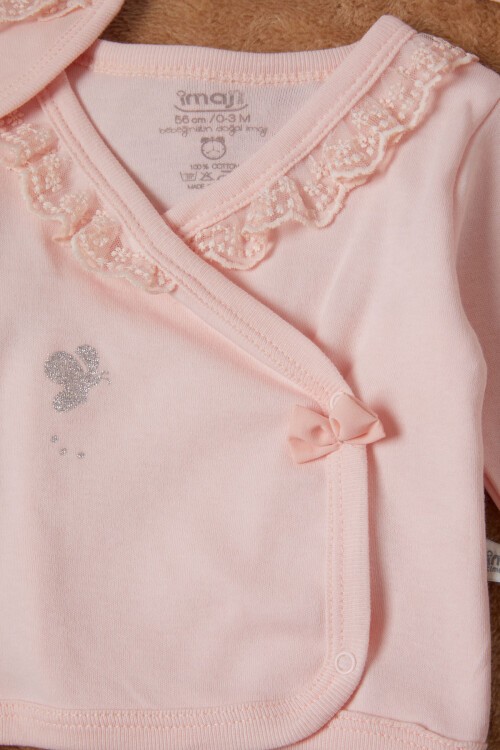 Kelebek Baskılı Pembe Kız Bebek 5li Takım 16659