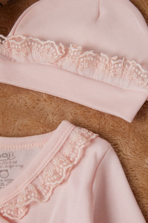 Kelebek Baskılı Pembe Kız Bebek 5li Takım 16659