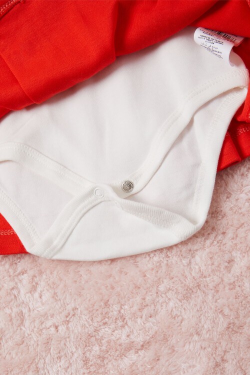 Kiraz Baskılı Bandanalı Kız Bebek Badili Elbise 16656