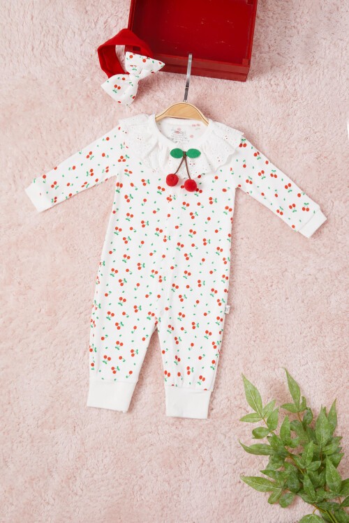 Kiraz Desenli Çıtçıtlı Tulum 16657