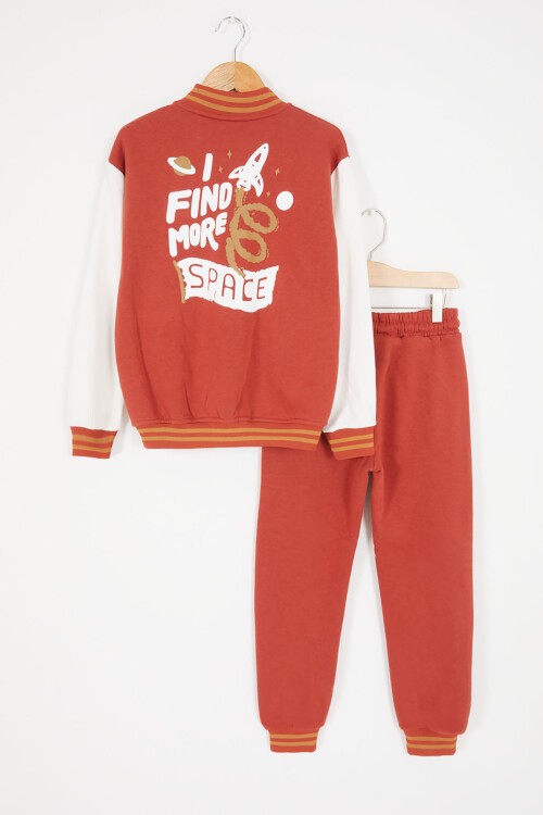 Kiremit Uzay Temalı Şardonlu Erkek Çocuk Kolej Eşofman Takımı 17076